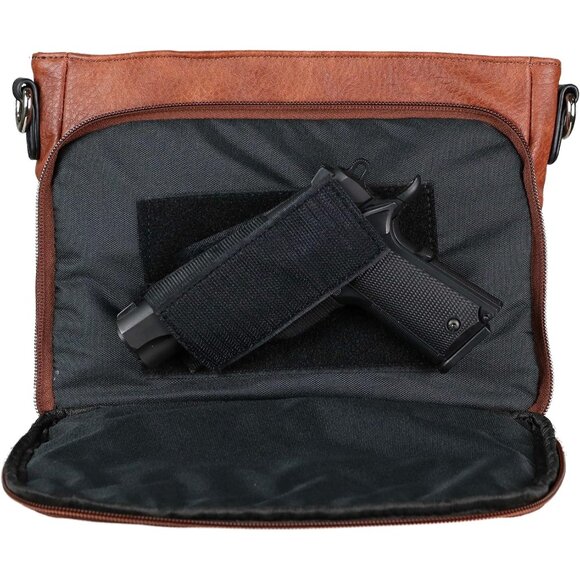 Skylar Concealed Carry Purse for Women Faux Leather Mahogany Zipper Locking Hols - Picture 6 of 7